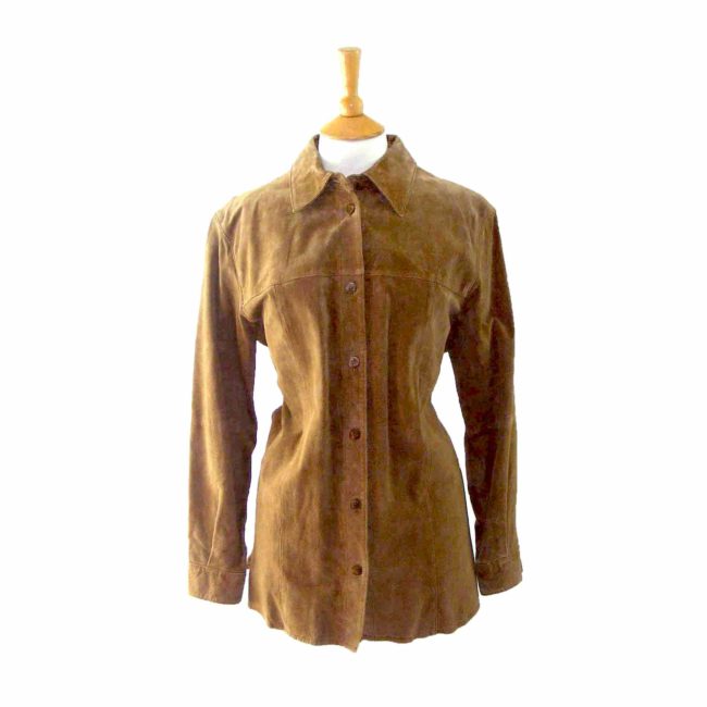 90s Light Brown Suede Shirt - 18