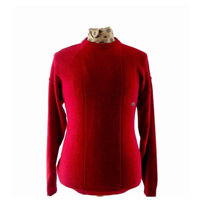 90s Mens Red Lacoste Cotton Sweater