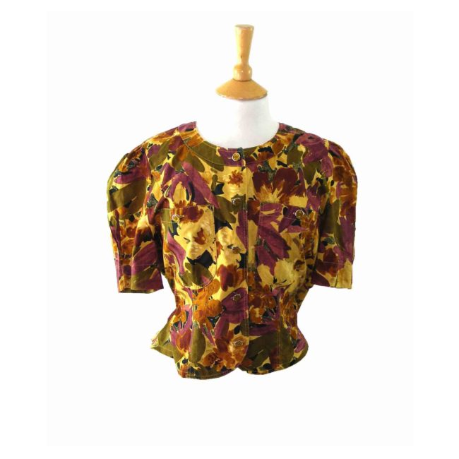 90s Multicolored FloralPrint Cropped Top