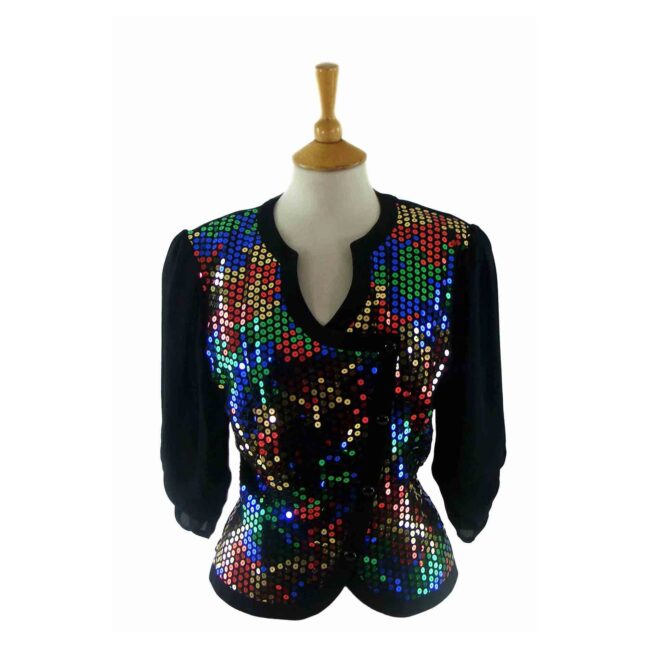 90s Multicolored Sequined Jacket - 12