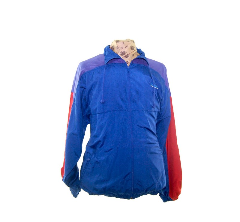 Navy Shell Suit Jacket - UK XL - Blue 17 Vintage Clothing