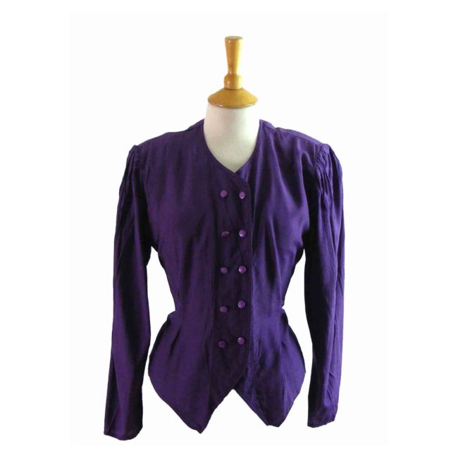 90s Purple Long Sleeved Blouse - 10