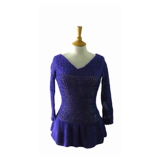 90s Purple Macrame Top - 8