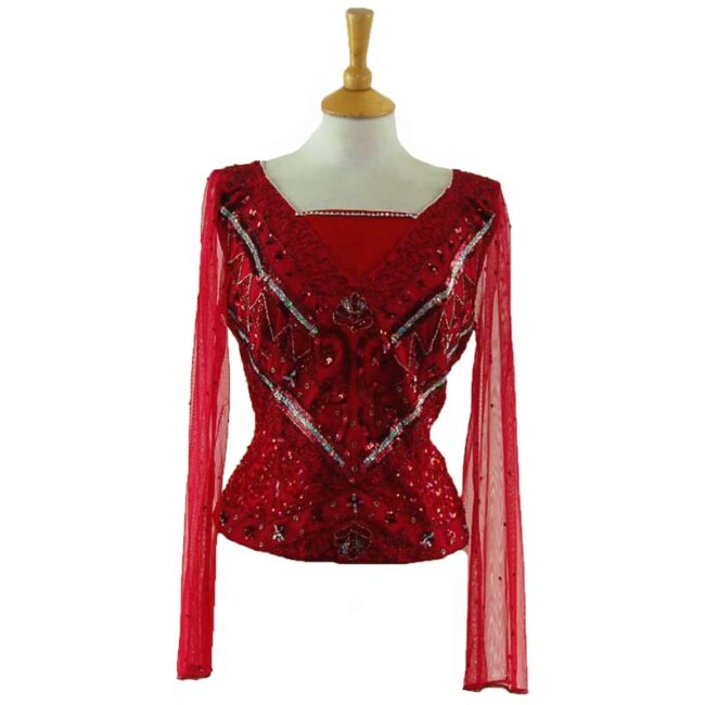 90s Red Sequin Bustier Top