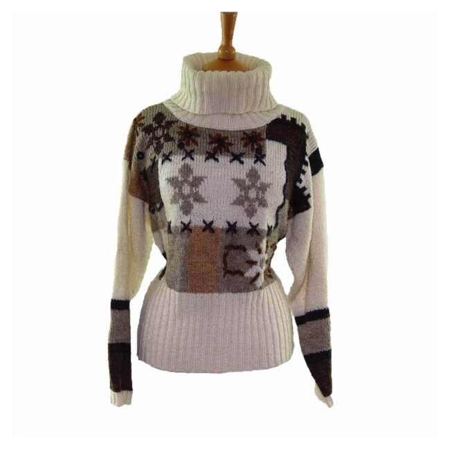 90s Scandinavian Style Roll Neck Snowflake Jumper - 12