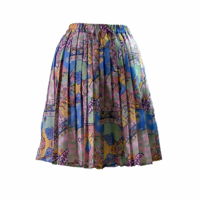 90s Short Pleated Abstract Print skirt - 12