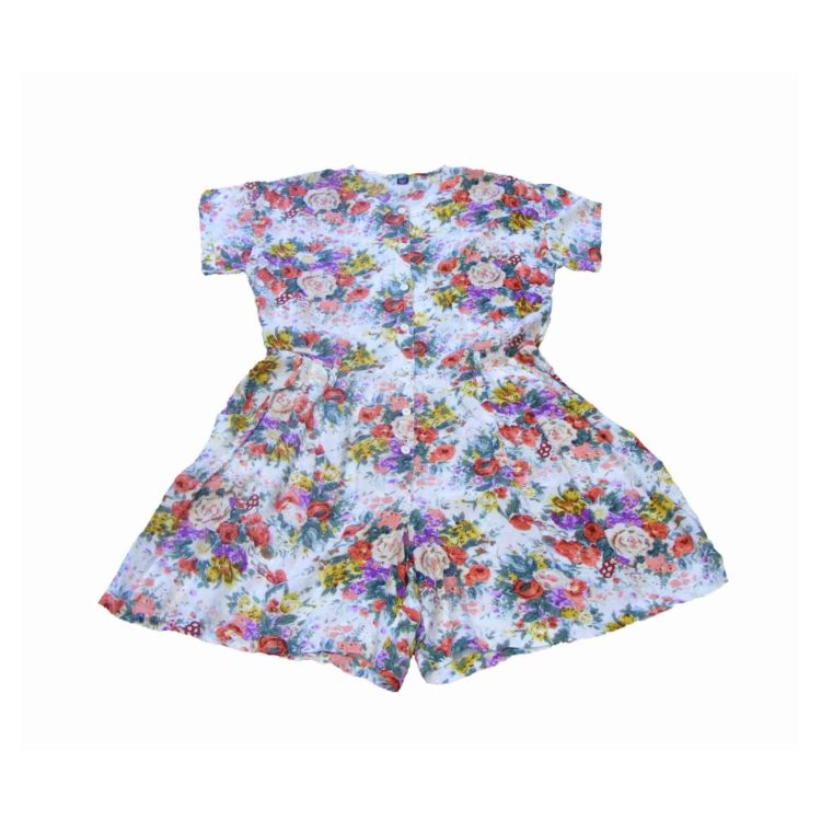 90s Summery Floral Print Cropped Play suit