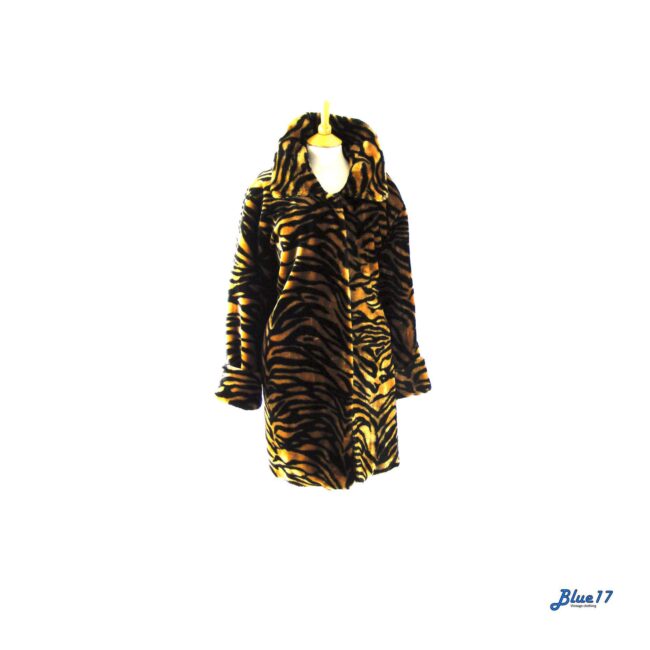 90s Tiger print faux fur coat.