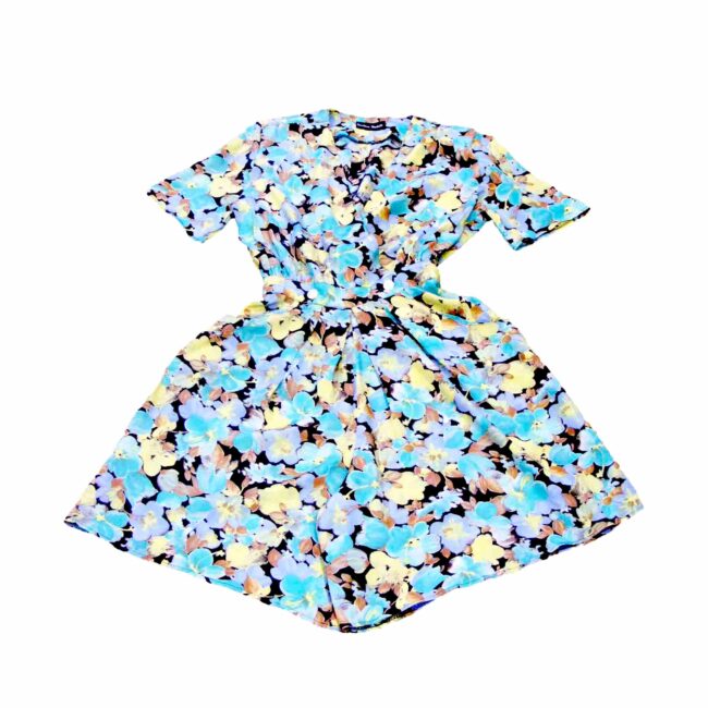 90s V Neck Floral Print Cropped Play suit - 8