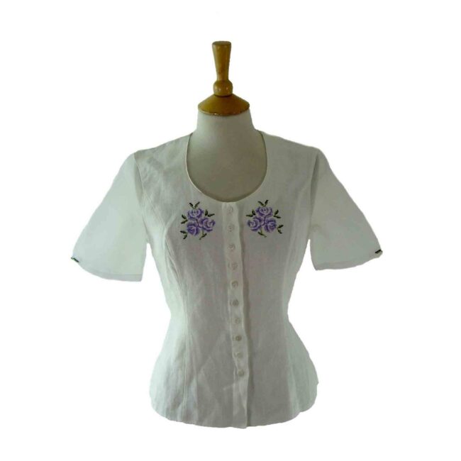 90s White Linen Blouse