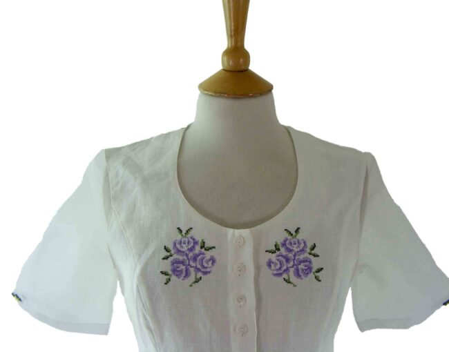 90s White Linen Blouse - Image 2