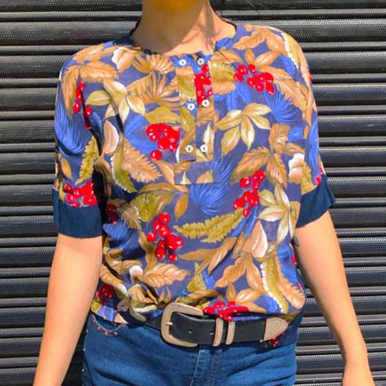 90s Womens Floral Pattern Shirt