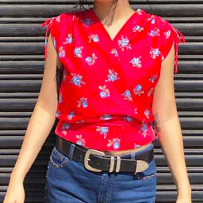 90s Womens Flower Pattern Shirt