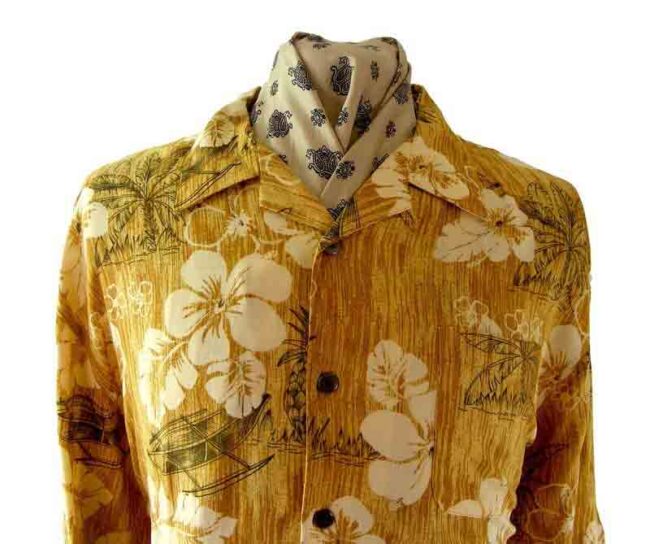 90s Yellow Hawaiian shirt - Image 2