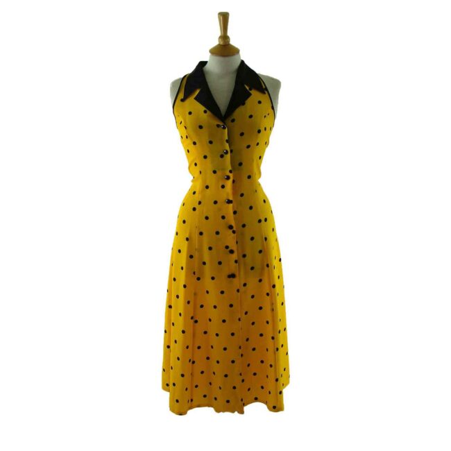 90s Yellow Polka Dot Dress