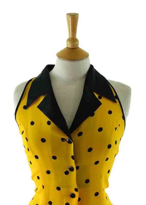 90s Yellow Polka Dot Dress