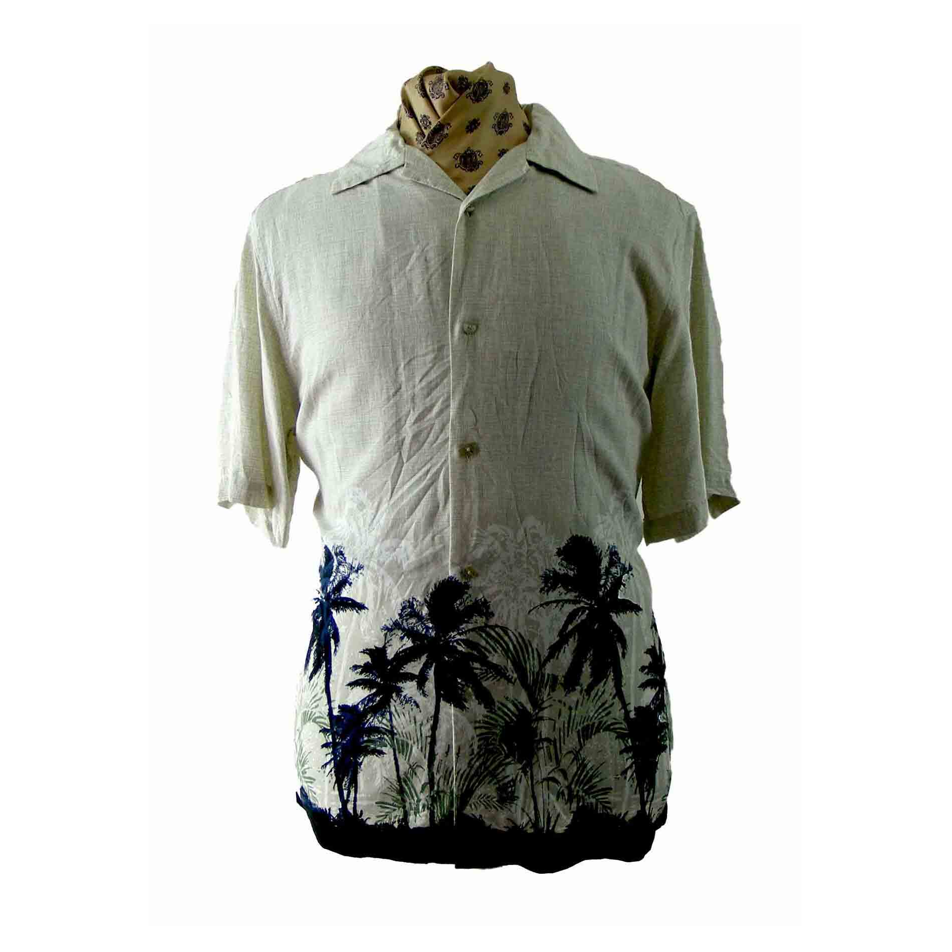 90s Beige Hawaiian Print shirt