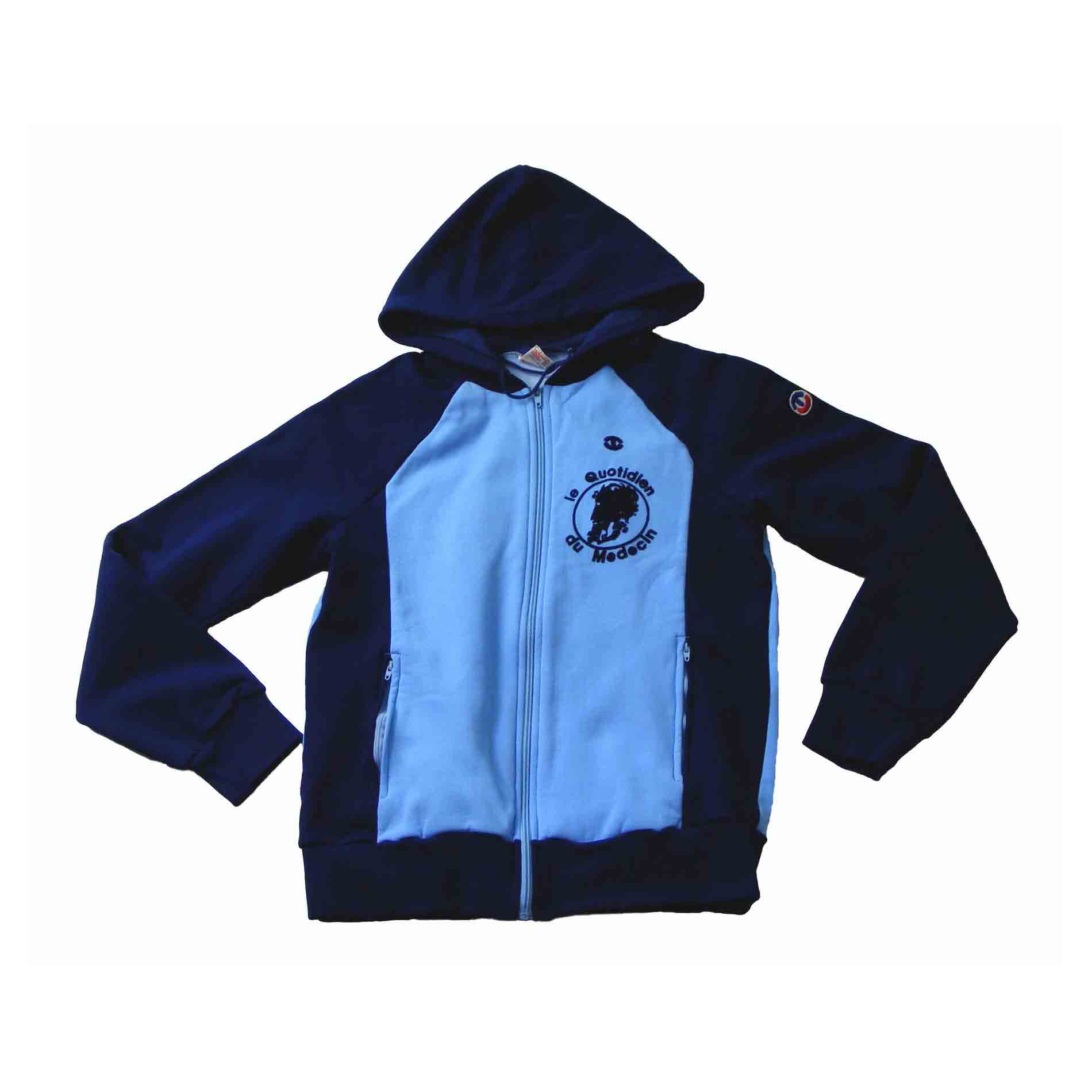 90s Blue Hooded Training Top
