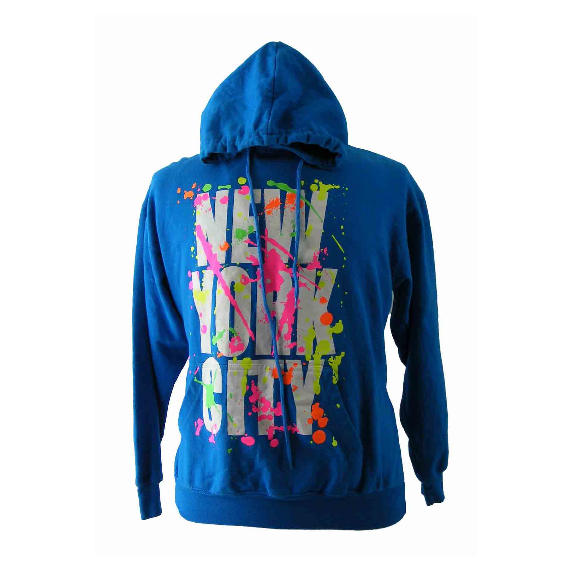 90s Blue New York City Hooded Sweat shirt