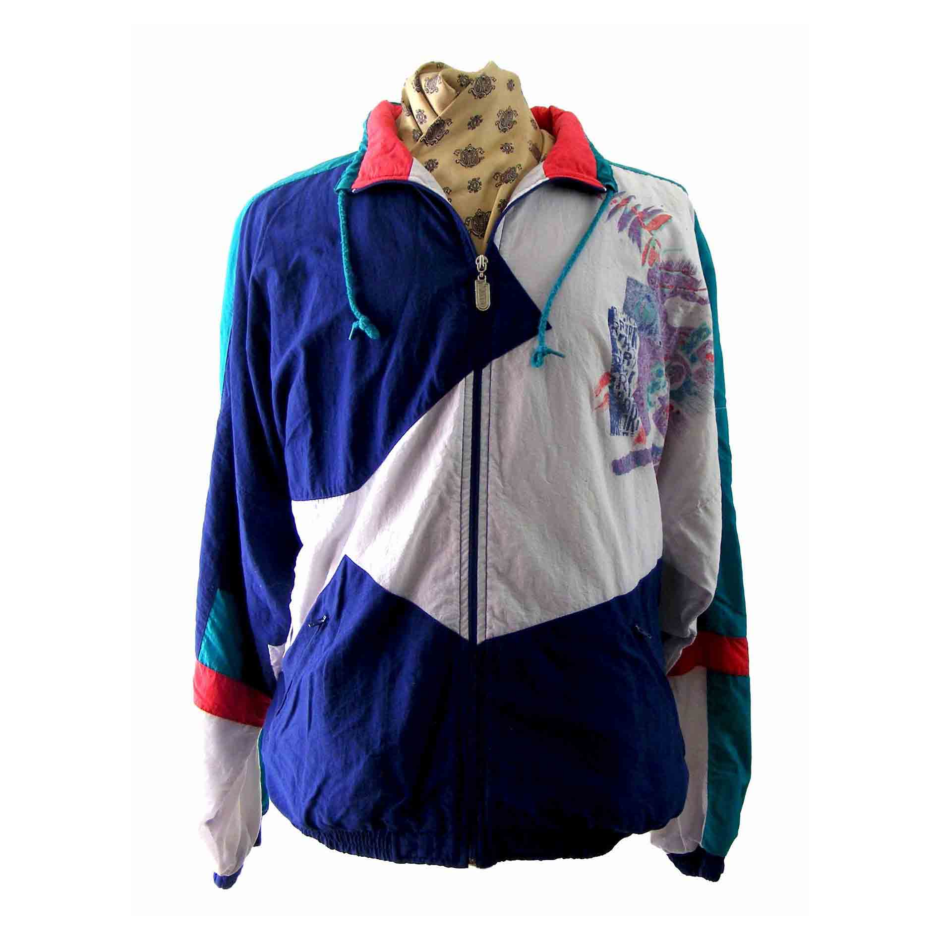 90s Blue & White shell suit top