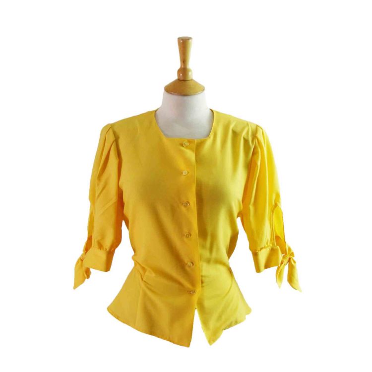 90s_Canary_Yellow_Short_Sleeved_Blouse