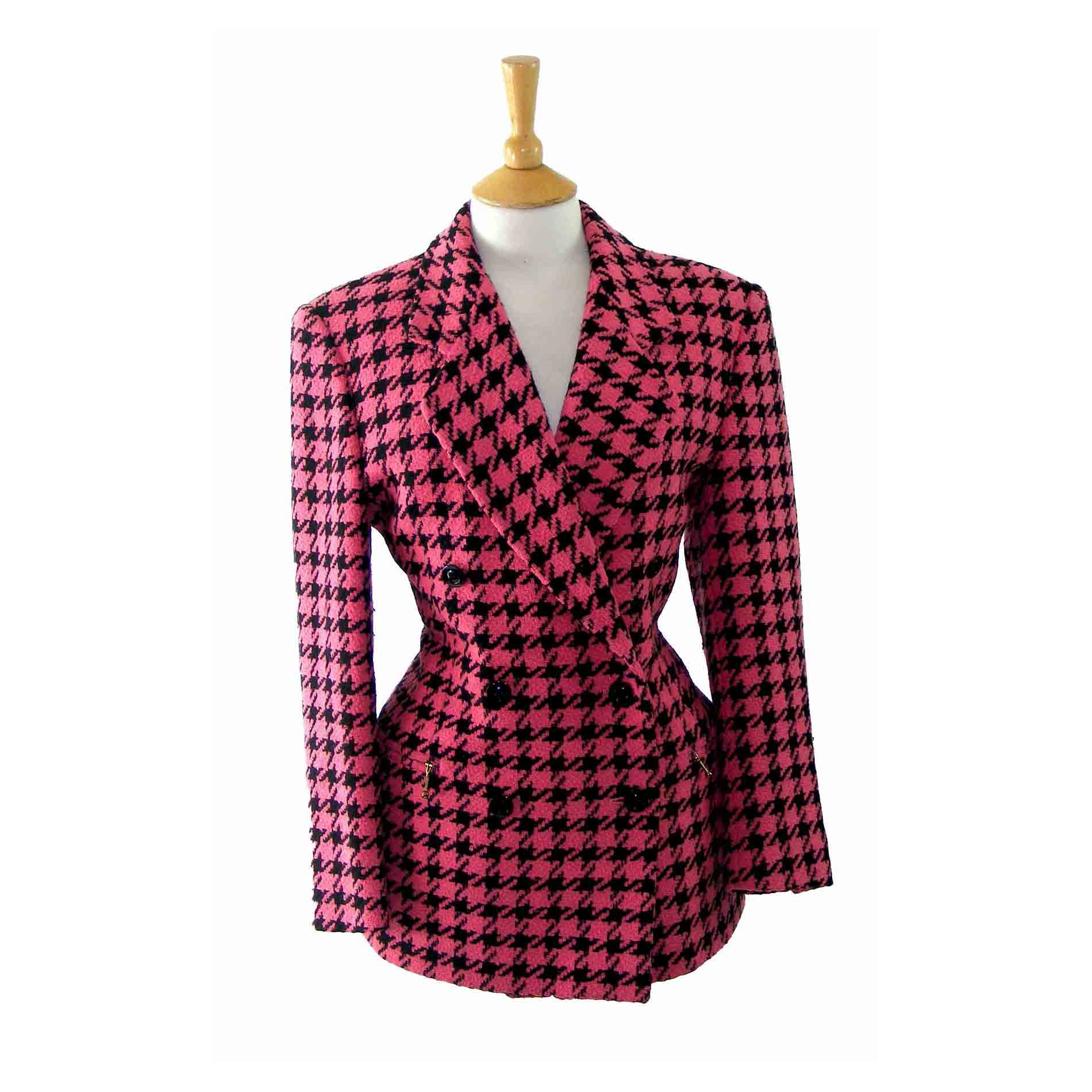 90s ESCADA Pink Black Wool Blazer