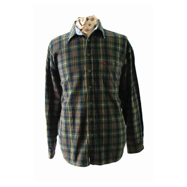 90s Green Checked Corduroy Shirt.