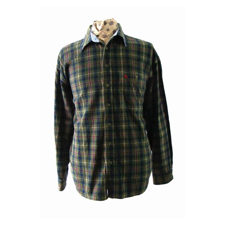 90s Green Checked Corduroy Shirt.