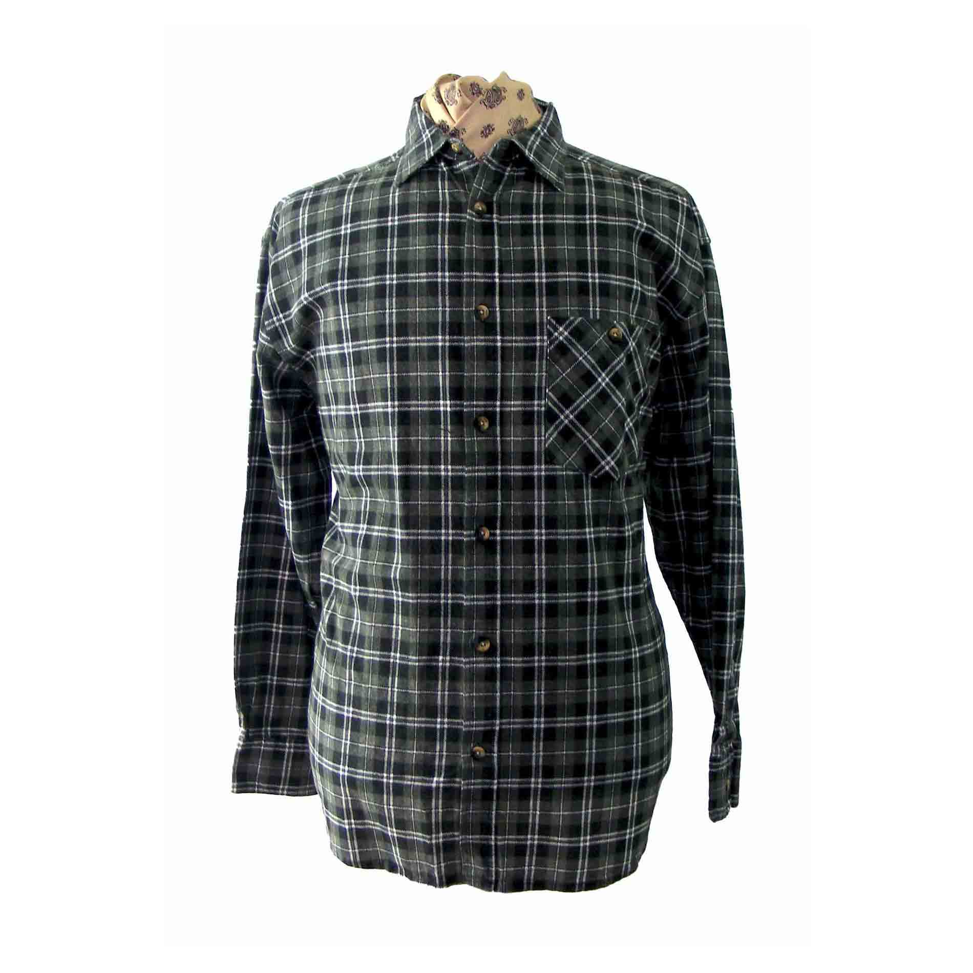 90s Grey Plaid Shirt