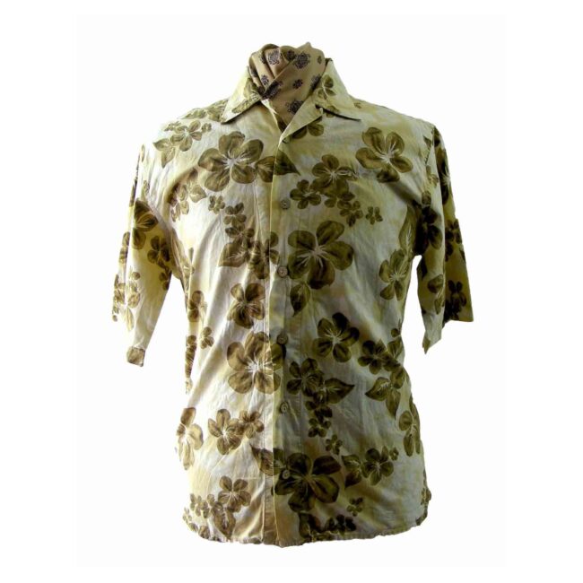 90s Brown Yellow Hawaii Print shirt