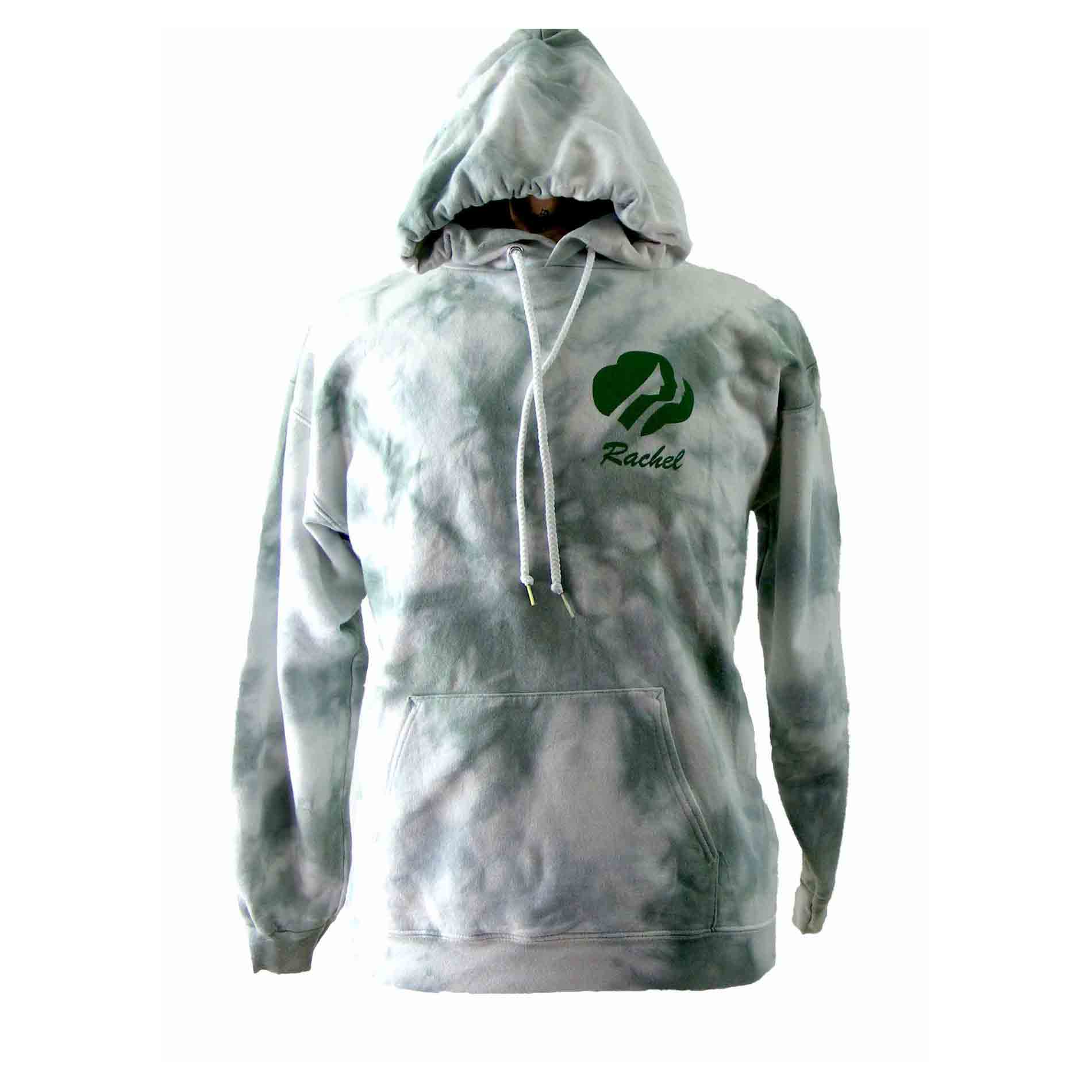 90s Green white Hooded Tye Dye Sweatshirt
