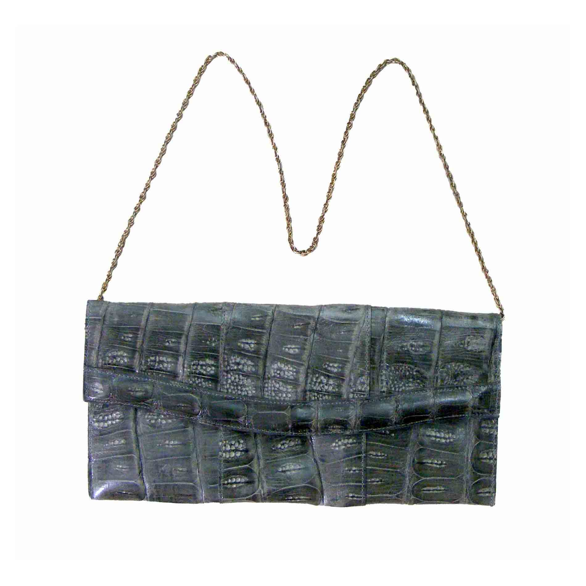 90s Grey Mock Snakeskin Bag