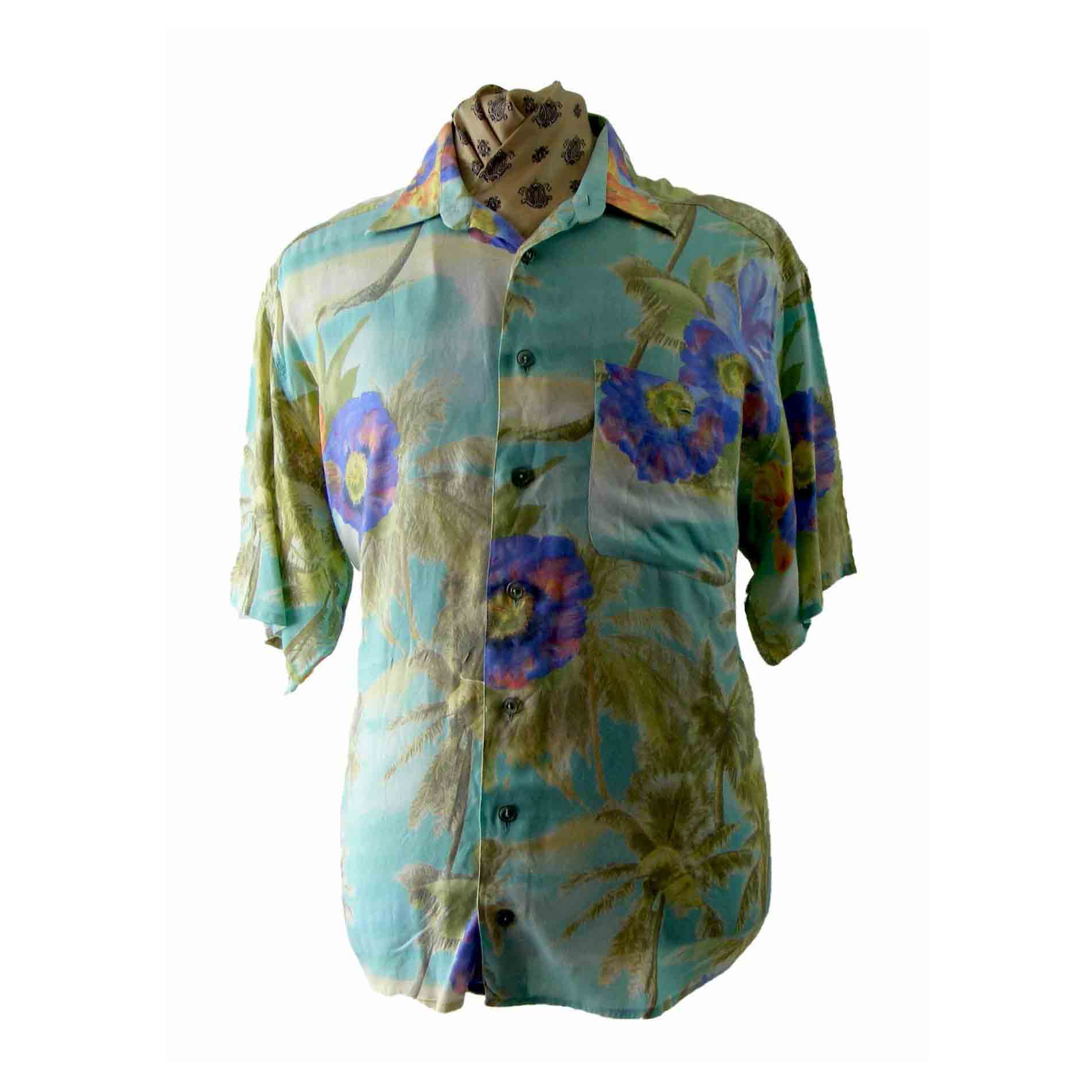 90s Hawaiian Green Yellow Blue shirt