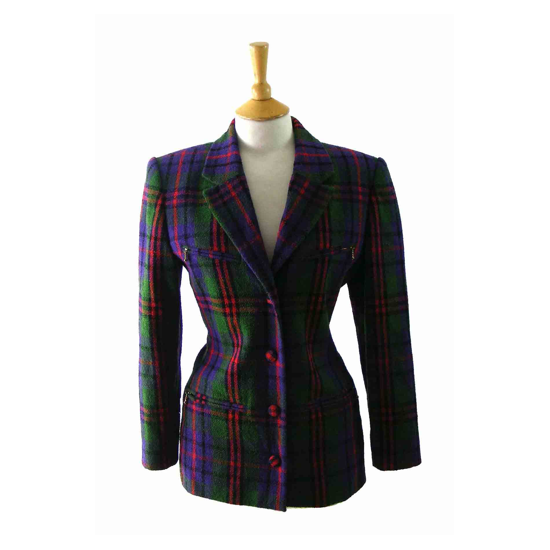 90s Ladies Multicoloured Wool Blazer