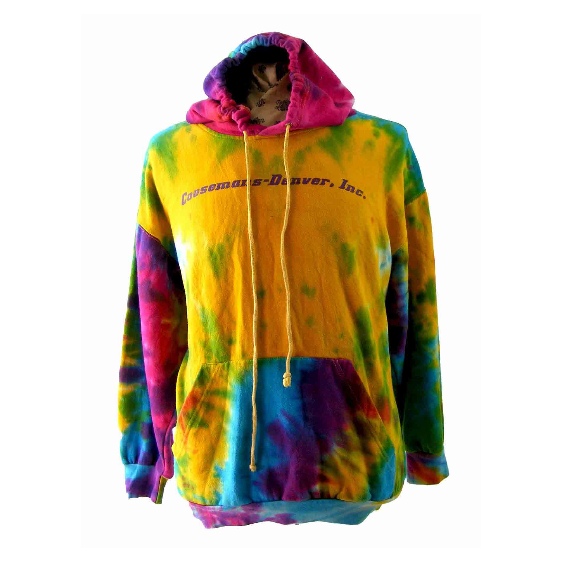90s Multicolored Tie Dye Hooded Sweat shirt - Blue 17