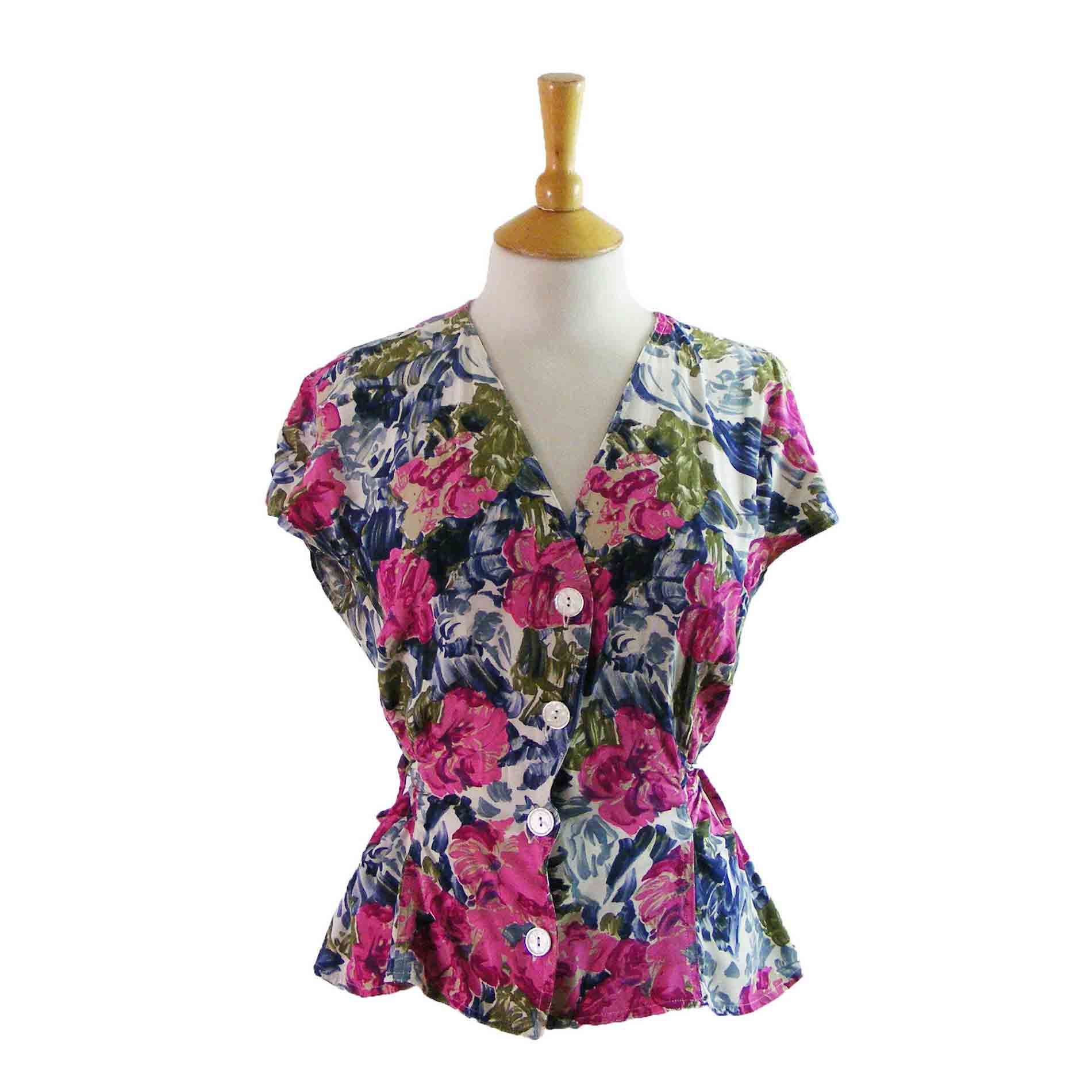 Artistic Sun & Floral Print V-Neck Blouse main image 0
