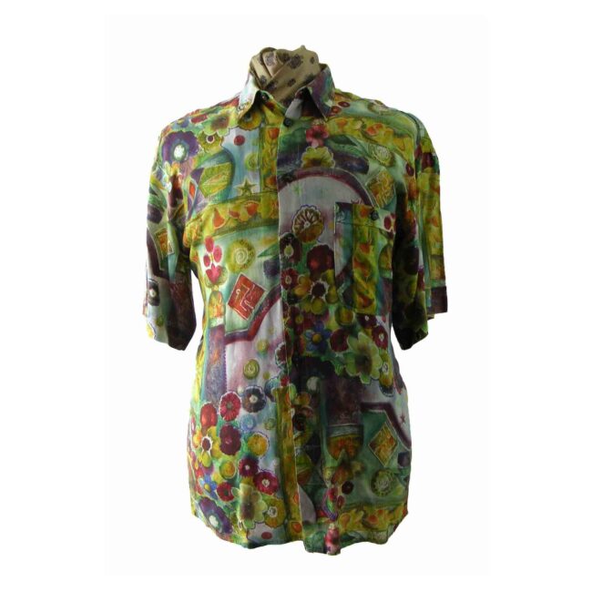 90s Multicolored Floral Printed shirt