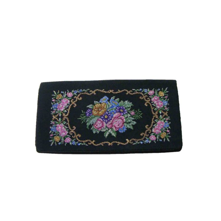 90s Needlepoint Multicolored Clutch Bag