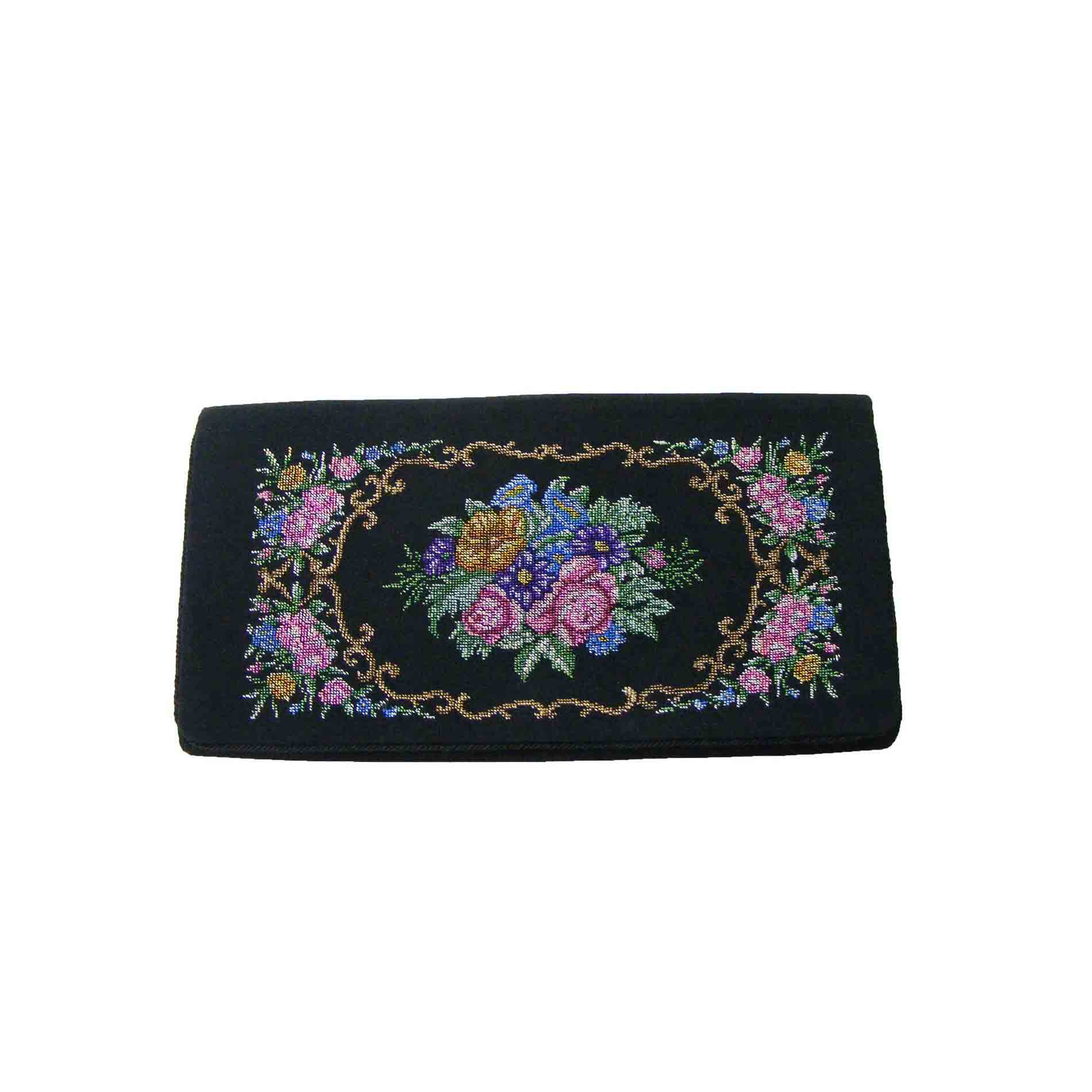 90s Needlepoint Multicolored Clutch Bag Blue 17 Vintage Clothing