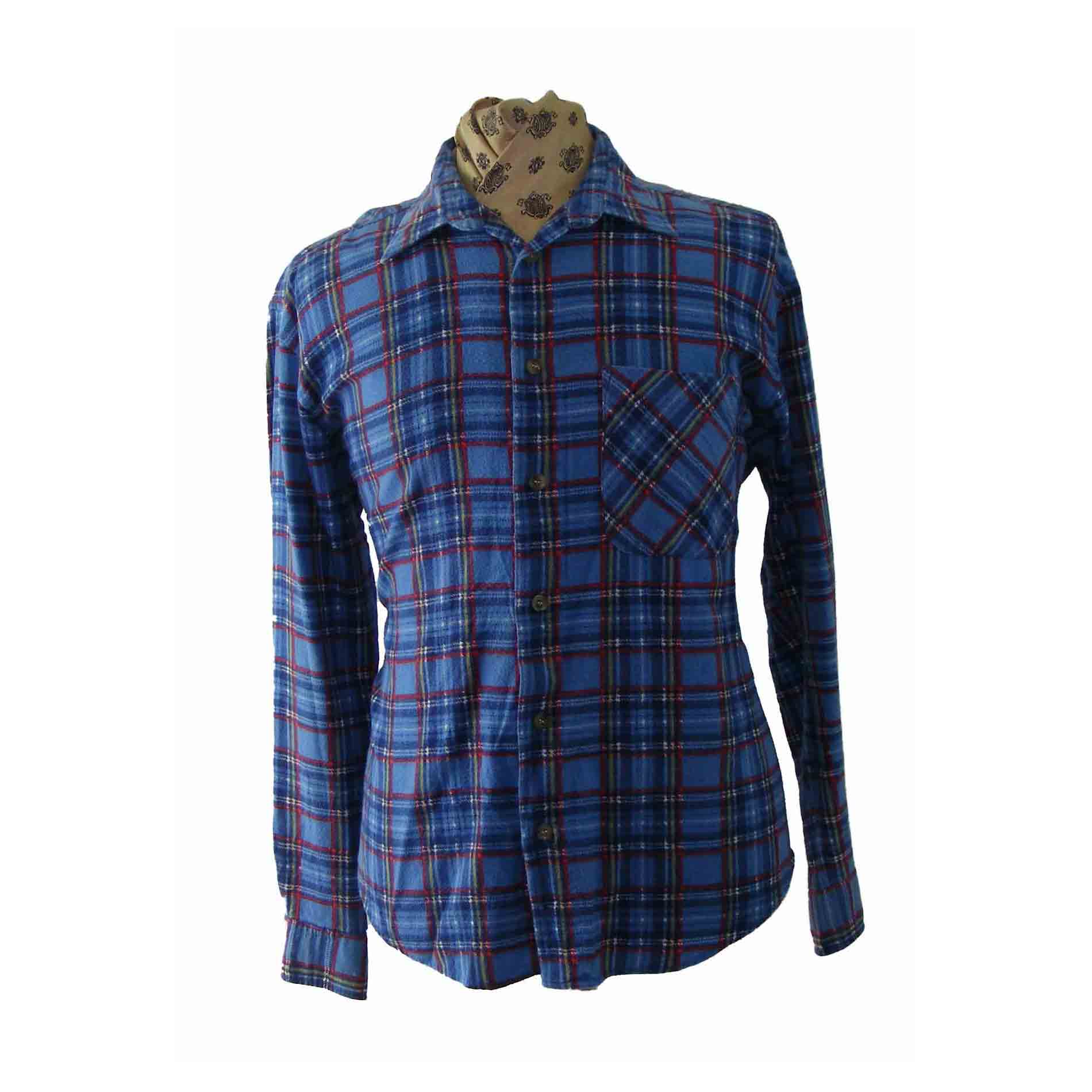 90s Plaid Blue Red Shirt