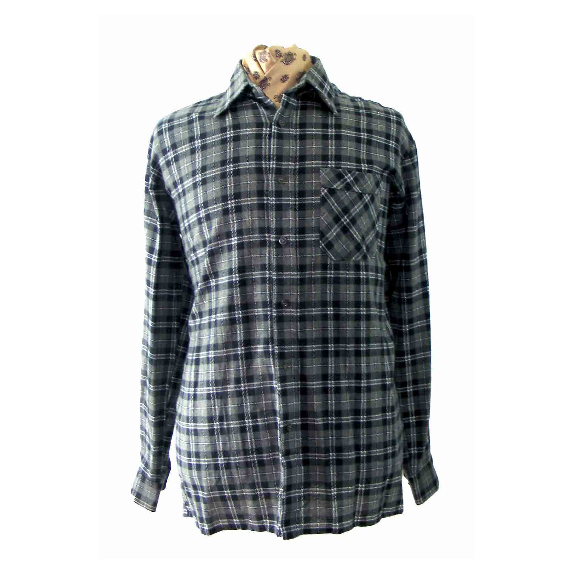 90s Plaid Shirt Green Black White