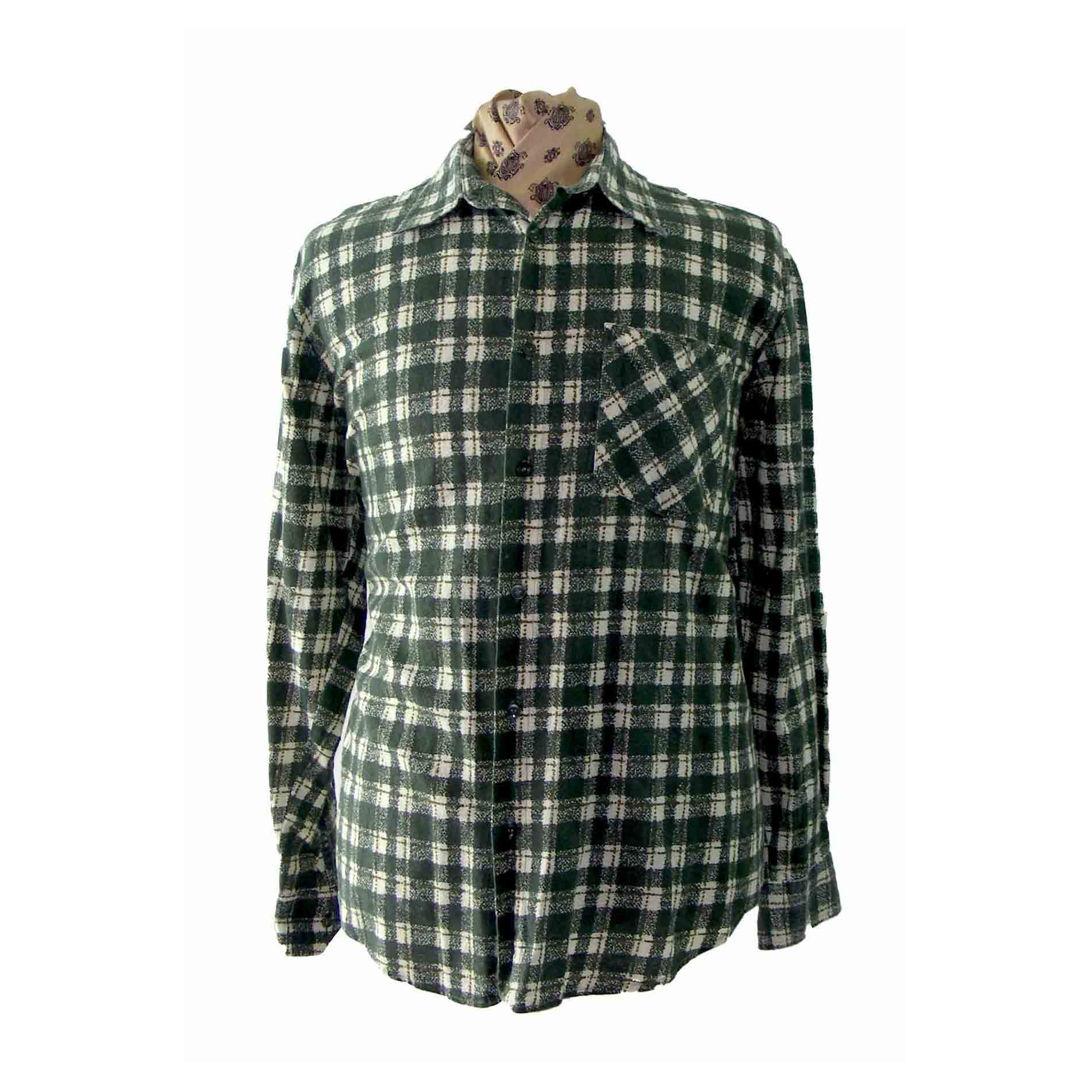 90s Plaid Shirt Green Yellow White