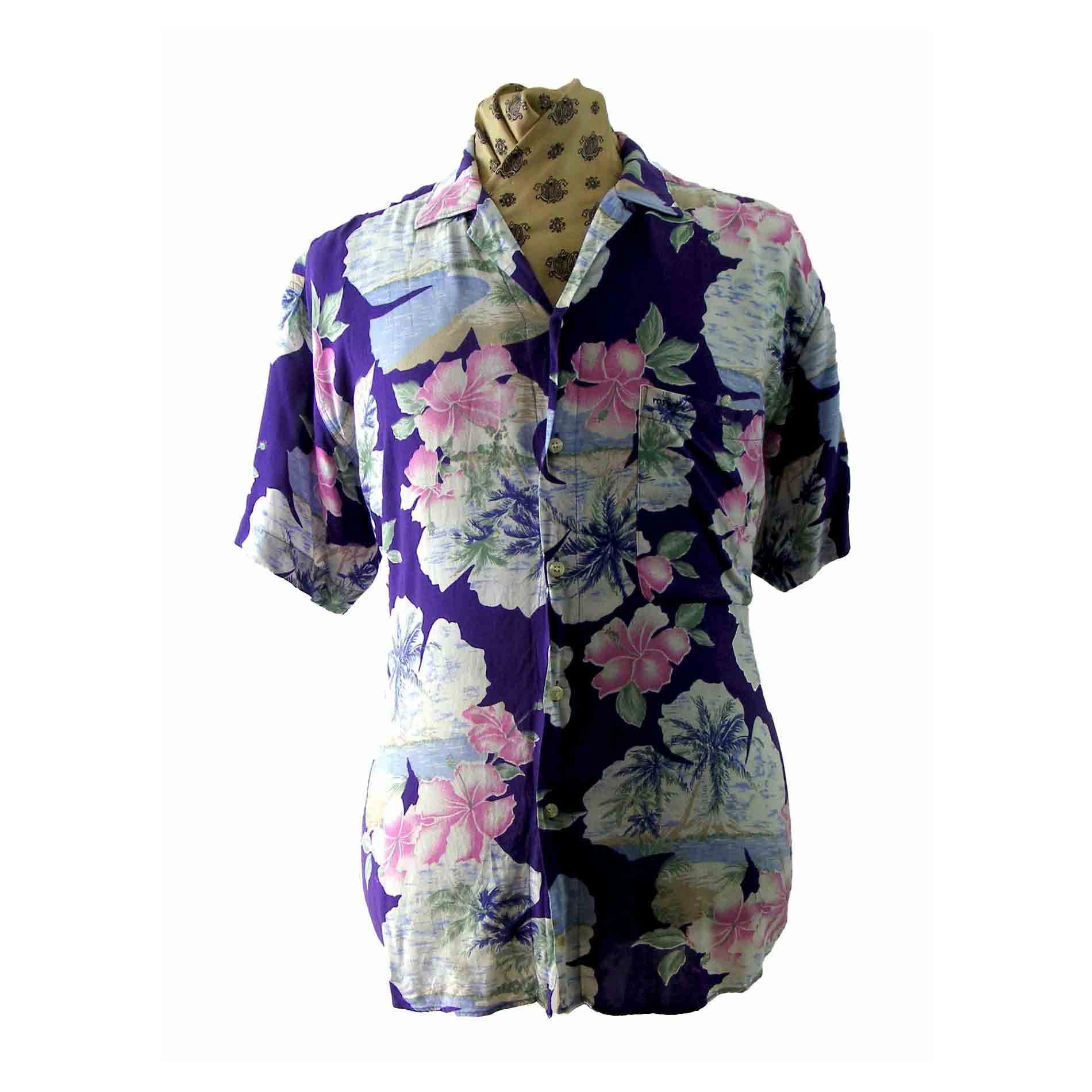 90s Purple Hawaiian Print shirt