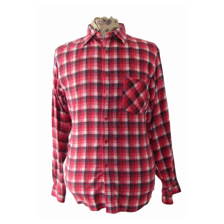 90s Red Black White Plaid Shirt