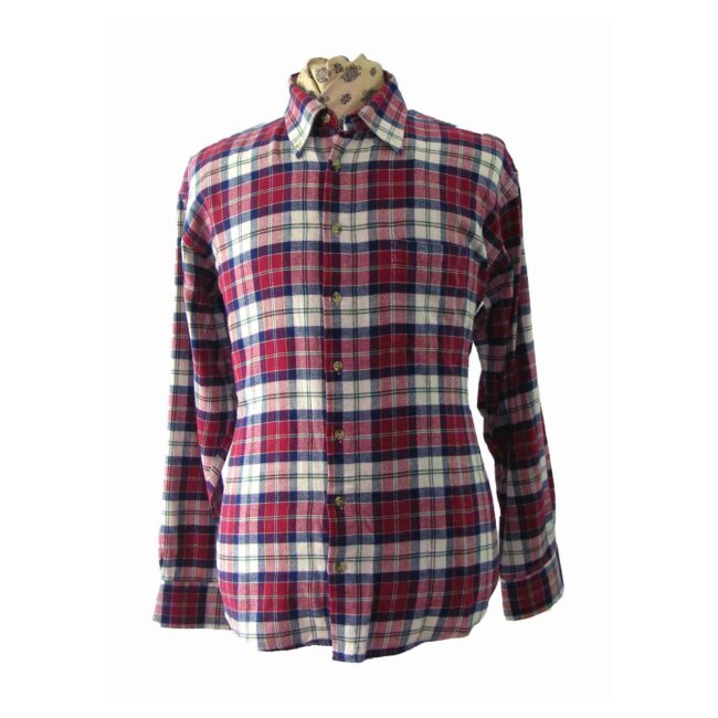90s Red Blue White Plaid Shirt