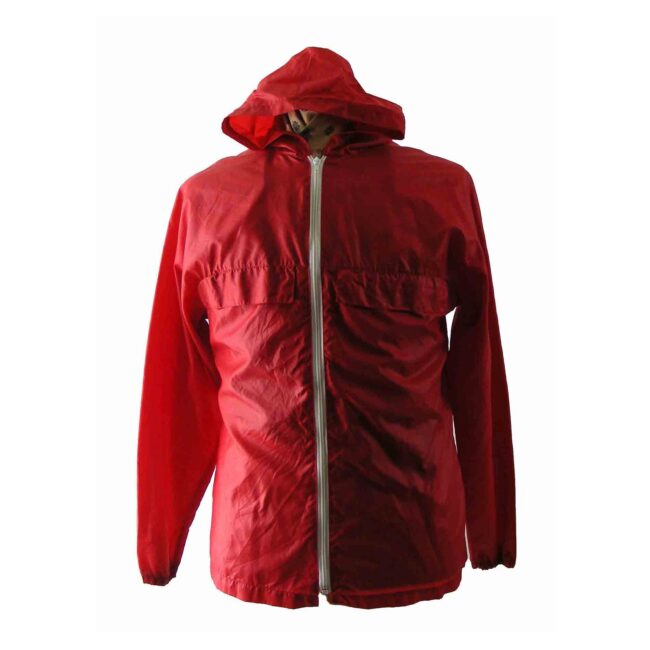 90s Red Hooded wind breaker