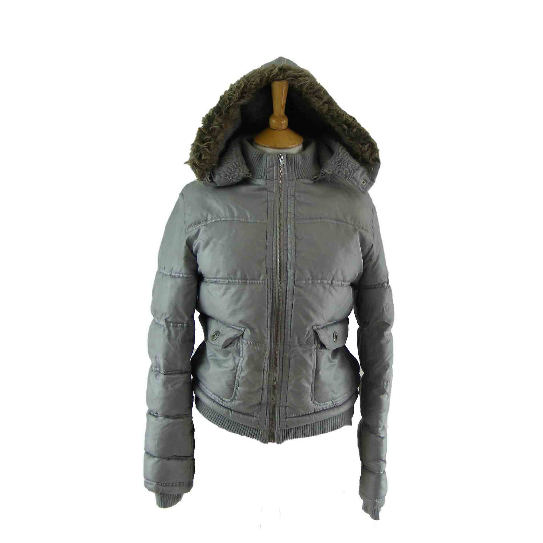 Grey quilted ski jacket
