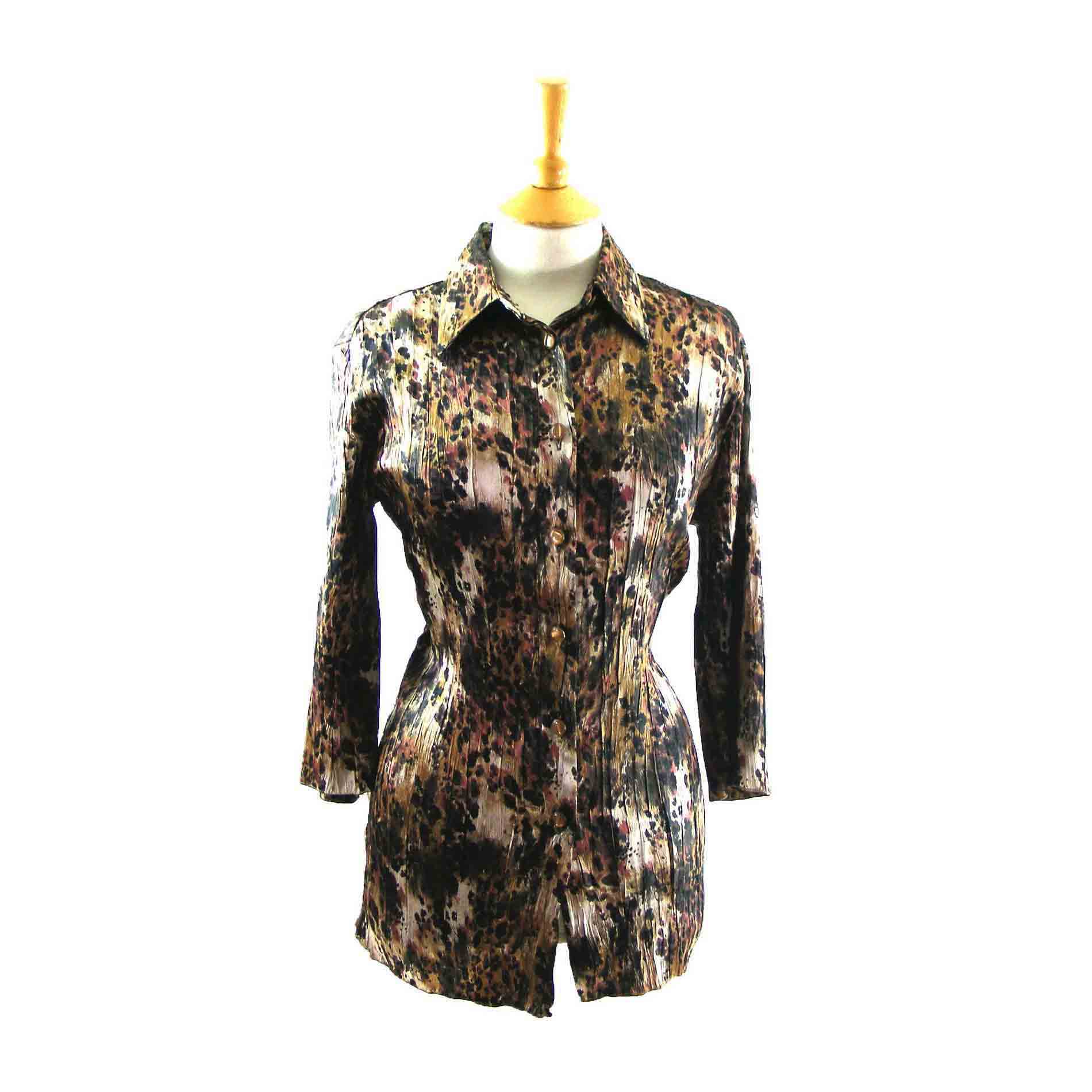 Abstract floral print 90s blouse