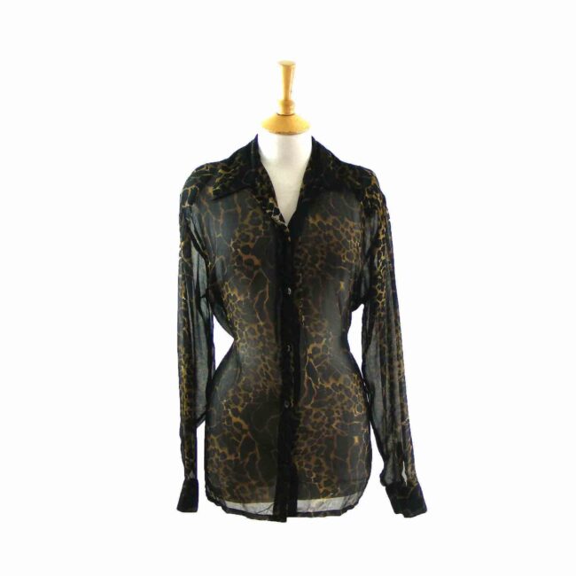 Animal print transparent blouse