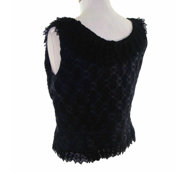 70s Black Crotchet Lace Cropped Top - 10 - Image 2